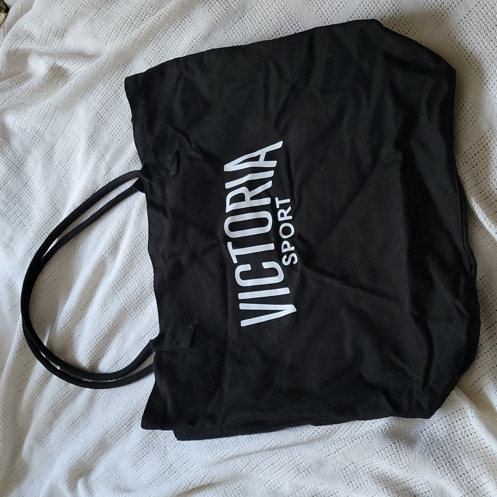 Victoria's Secret  Sport Black Canvas Carryon Tote Overnight Gym Bag
